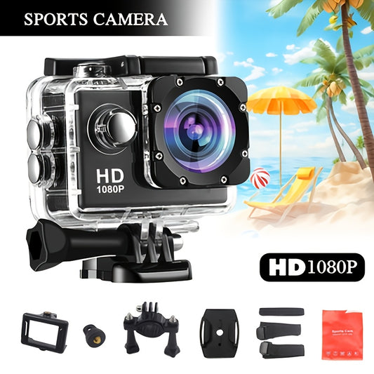 1080P HD Sports Camera with 2-Inch LCD Screen, 140° Wide Angle View, Installation Kit, 8GB & 32GB SD Cards, Rechargeable Battery - Ideal for Outdoor Activities, Camera Mount for Stability