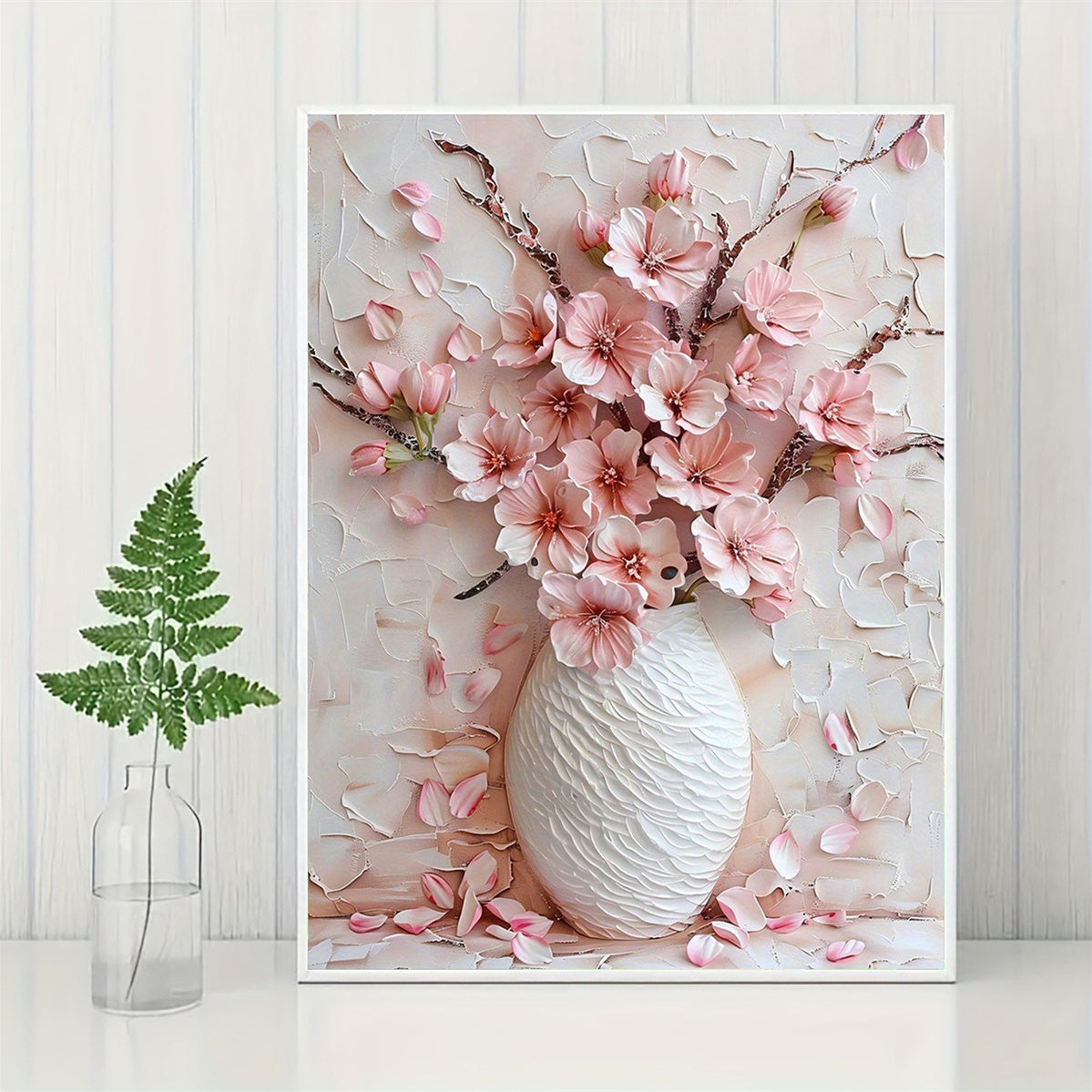 1pc frameless canvas painting featuring a charming pink flower, ideal for wall decoration in homes and offices. Perfect for bedrooms, living rooms, kitchens, and more.