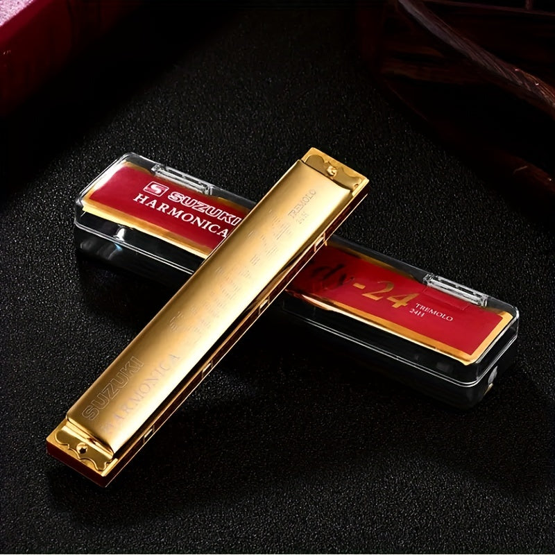 24-hole double tone C key professional Suzuki harmonica选拥有专业性能，适用于成年初学者和学生演奏。