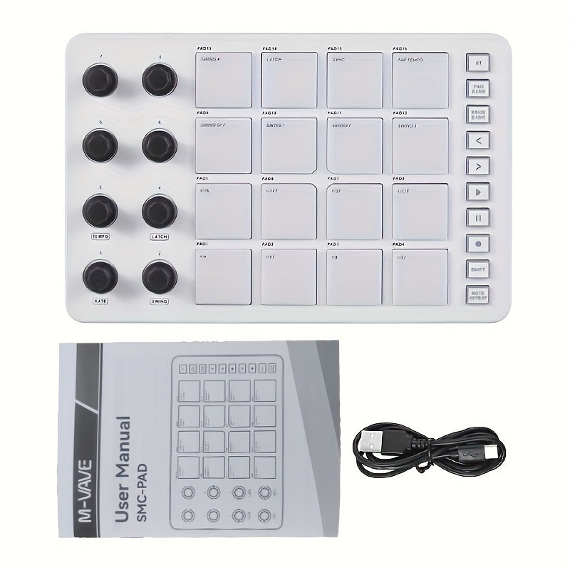 FF Bonfires Portable MIDI Controller: 16 Drum Pads, 8 Knobs, USB Powered, Rechargeable Battery