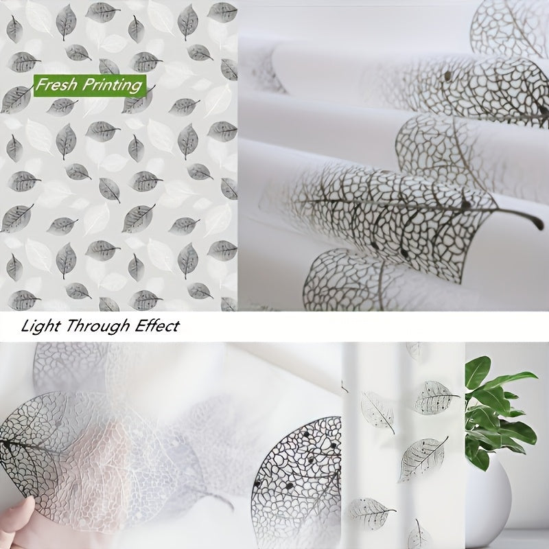 Waterproof shower curtain with leaf pattern and hooks. Easy to clean plastic, decorative bathroom accessory. Great holiday or New Year gift.