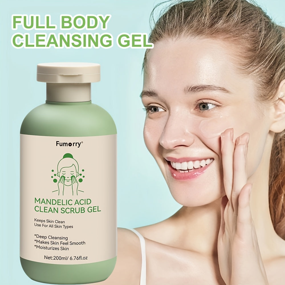 Mandelic Acid Cleansing Gel with Aloe, Rose & Chamomile - hydrating scrub for face and body, suitable for all skin types, 7.05oz.