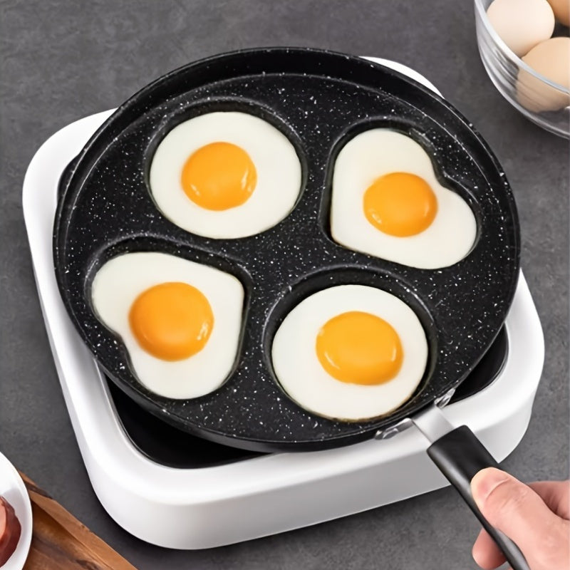 A Stainless Steel Skillet with a Non-Stick Surface, Includes Multi-Section Breakfast Pan, Burger & Egg Mold. Suitable for Gas Stove Top & Induction Cooker. Essential Kitchen Utensil & Gadget.