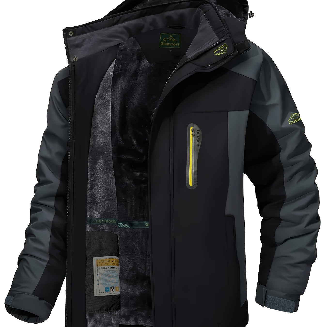 Men's winter jacket with detachable hood, multiple pockets, breathable, suitable for various outdoor activities in cold areas.