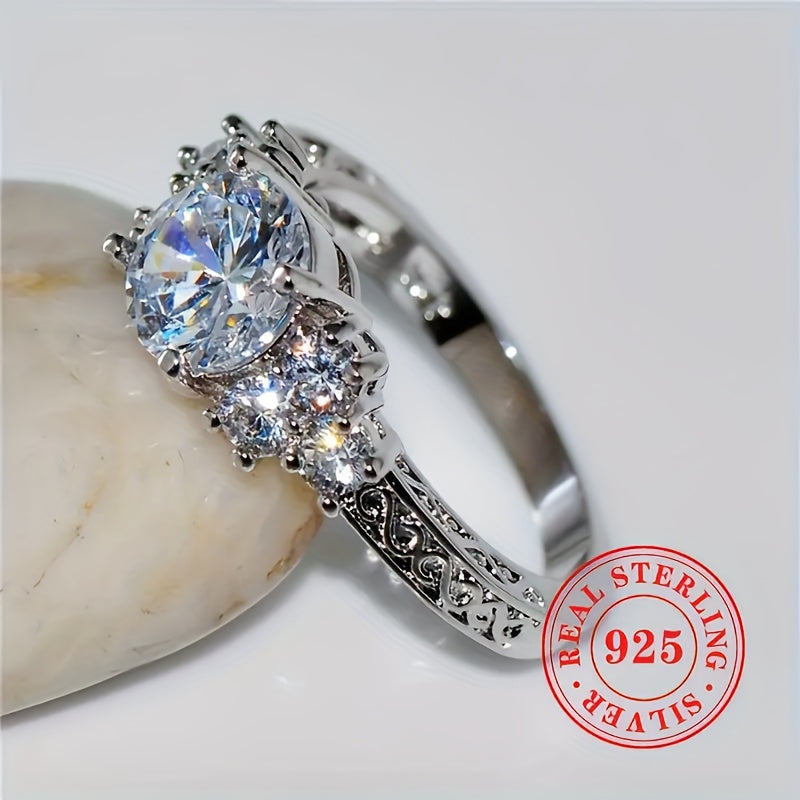 Stunning 925 Sterling Silver Women's Anniversary Ring with Sparkling Cubic Zirconia Detailing, Ideal for Weddings, Parties, and Valentine's Day. Comes in a Beautiful Gift Box - A Dazzling Addition to Your Collection of Fashion Jewelry, Perfect for