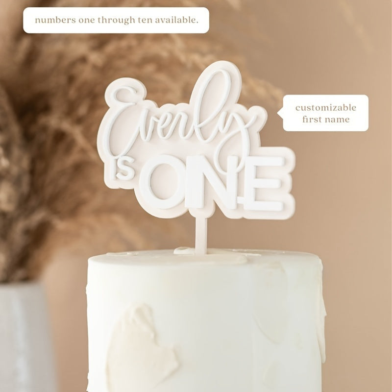 Customize your cake with a personalized acrylic topper featuring your name and number. This white dessert decoration accessory is perfect for birthdays, showers, and parties, and is suitable for ages 14 and up.