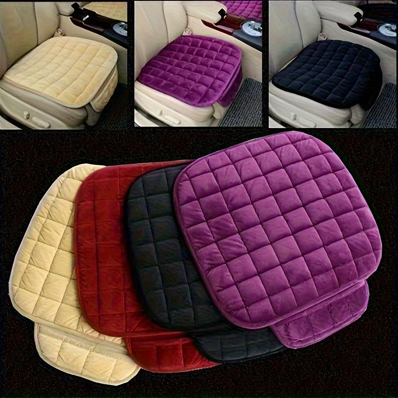 Car Seat Cushion with Sponge Filling, Soft & Breathable, Non-Slip, Lightweight, All-Season Protection. Hand washable, Beige Quilted Design, Snug fit for Most Vehicles. Vehicle Interior