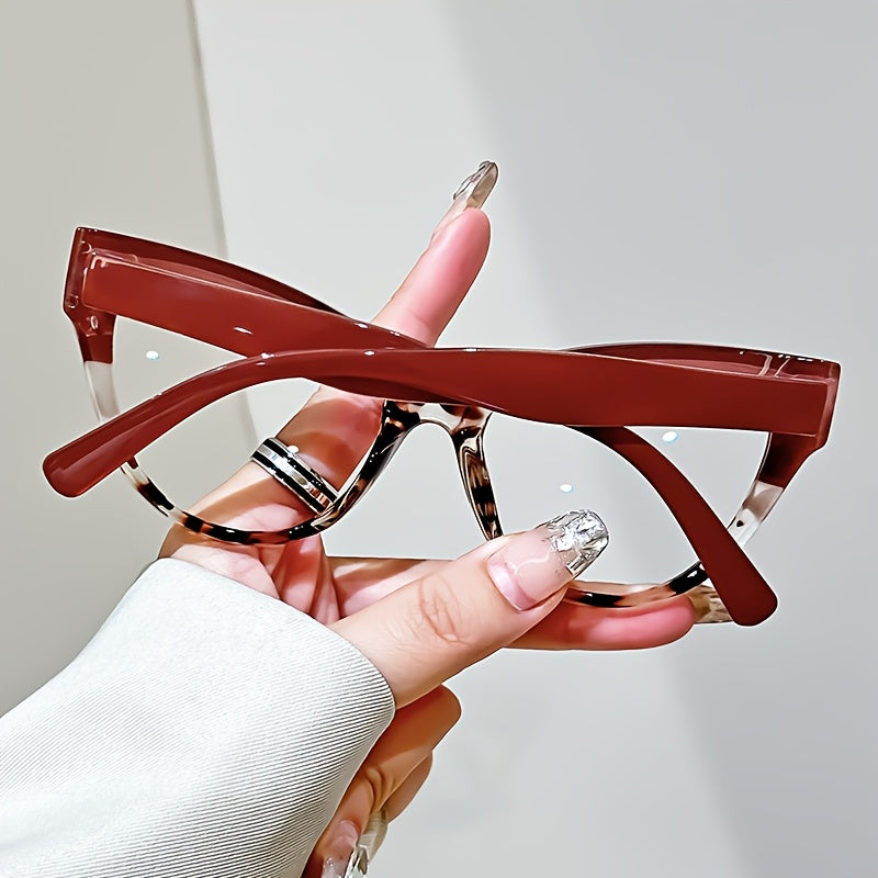 Stylish Cat Eye Reading Glasses with Metal Hinge - Minimalist Color Block Design, Presbyopic Eyewear Available in +1.0 to +4.0