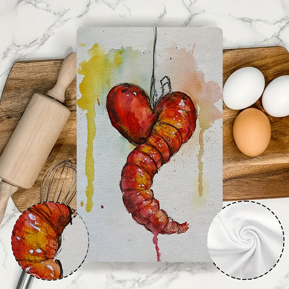 2 pieces of ultra soft kitchen towels for Valentine's Day featuring the message "I Love You My Little Worm". These highly absorbent dish hand towels are perfect for holiday decor. Machine washable and measuring 16x24 inches. Item number 2KYSYS1217542.