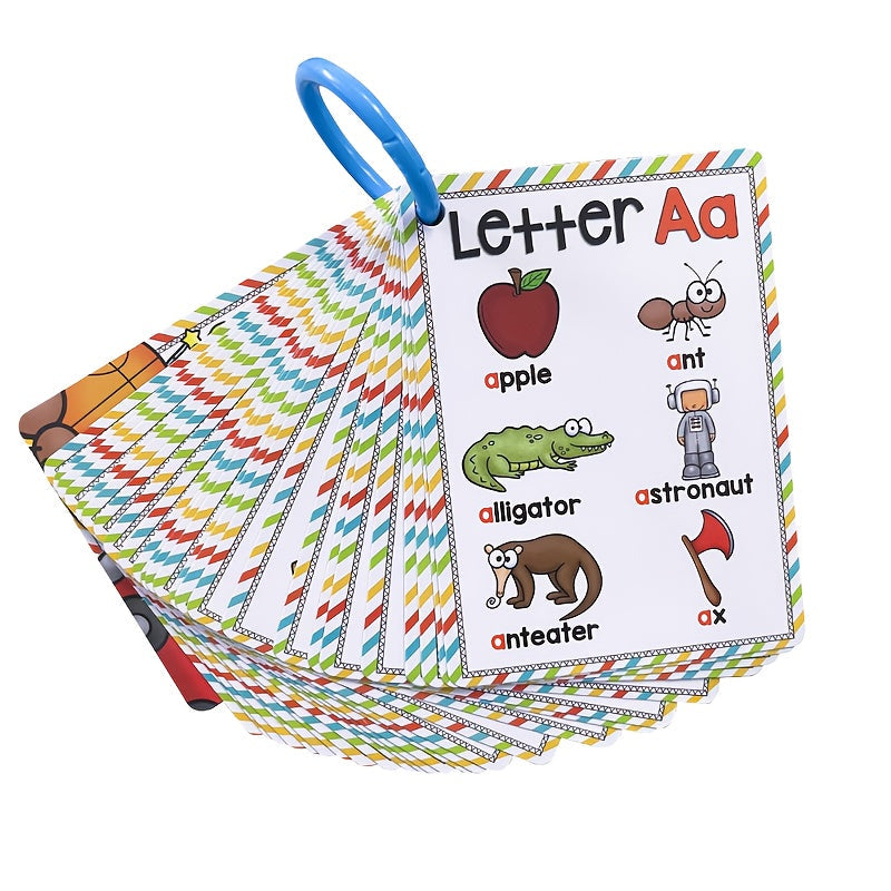 Flash Cards Set containing 26 Letters for Phonics, printed with high-quality Soybean Ink, Waterproof Membrane, Ideal for Word Memory Learning for Kids.