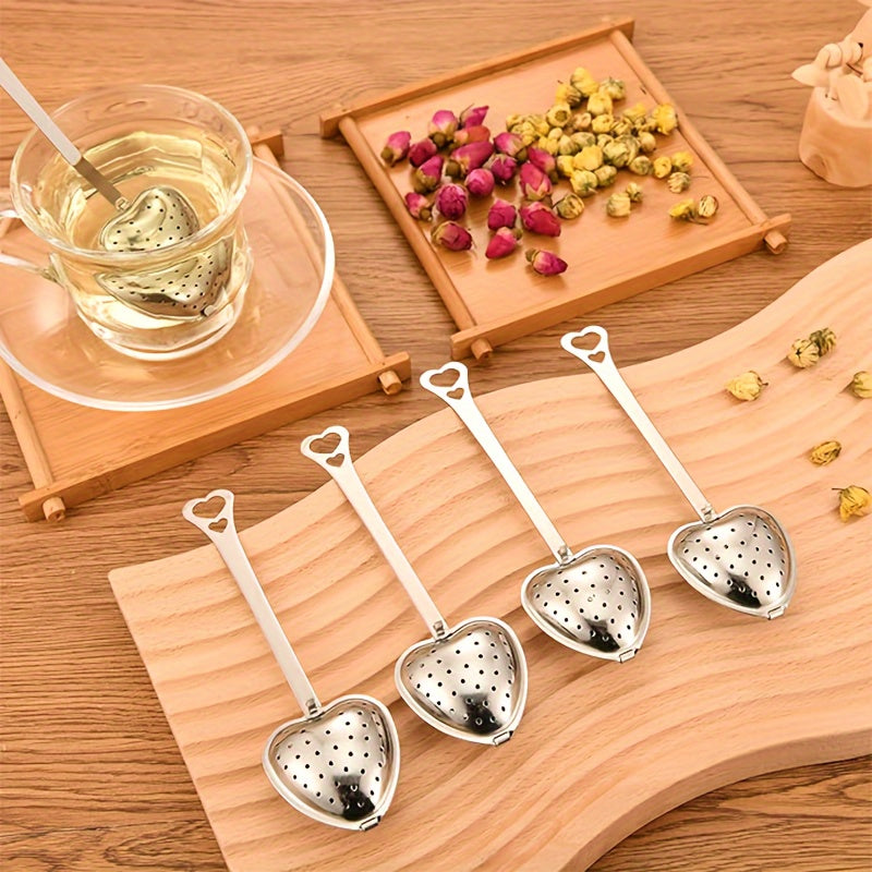 1 piece Love Tea Filter, Tea Spoon, Heart-shaped Stainless Steel Tea Infuser, Tea Steeping Spoon, Mesh Tea Filter, Perfect for Black Tea, Green Tea, Flower Tea, etc., Handy Kitchen Gadgets, Long-lasting and Simple to Wash