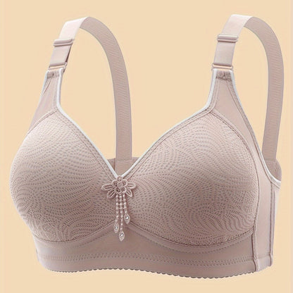 Solid seamless wireless tank bra with tassel decoration, providing sexy comfort and push-up support for women's lingerie.