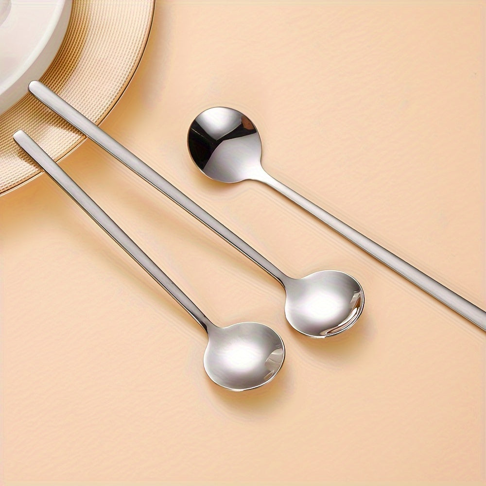 Appetizer Spoons, Serving Spoons, Drink Spoons, Ice Cream Scoops, Stirring Sticks, Metal Cocktail Decorations, Stainless Steel Teaspoons, Stainless Steel Ice Cream Spoons.