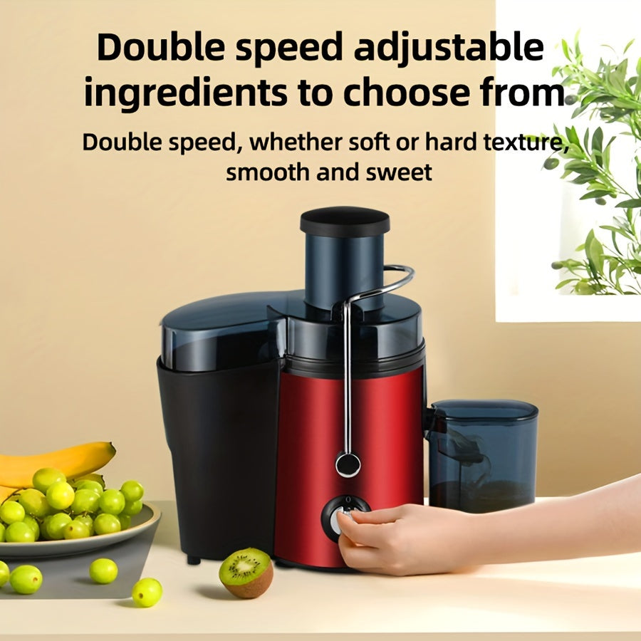 1pc Electric Juicer with 18000 RPM High-Speed Centrifugal Juice Extractor, C-Type Plug, Non-Heated Plastic Body, Food-Grade PP Cup, 0.5L-1L Capacity, Knob Control.