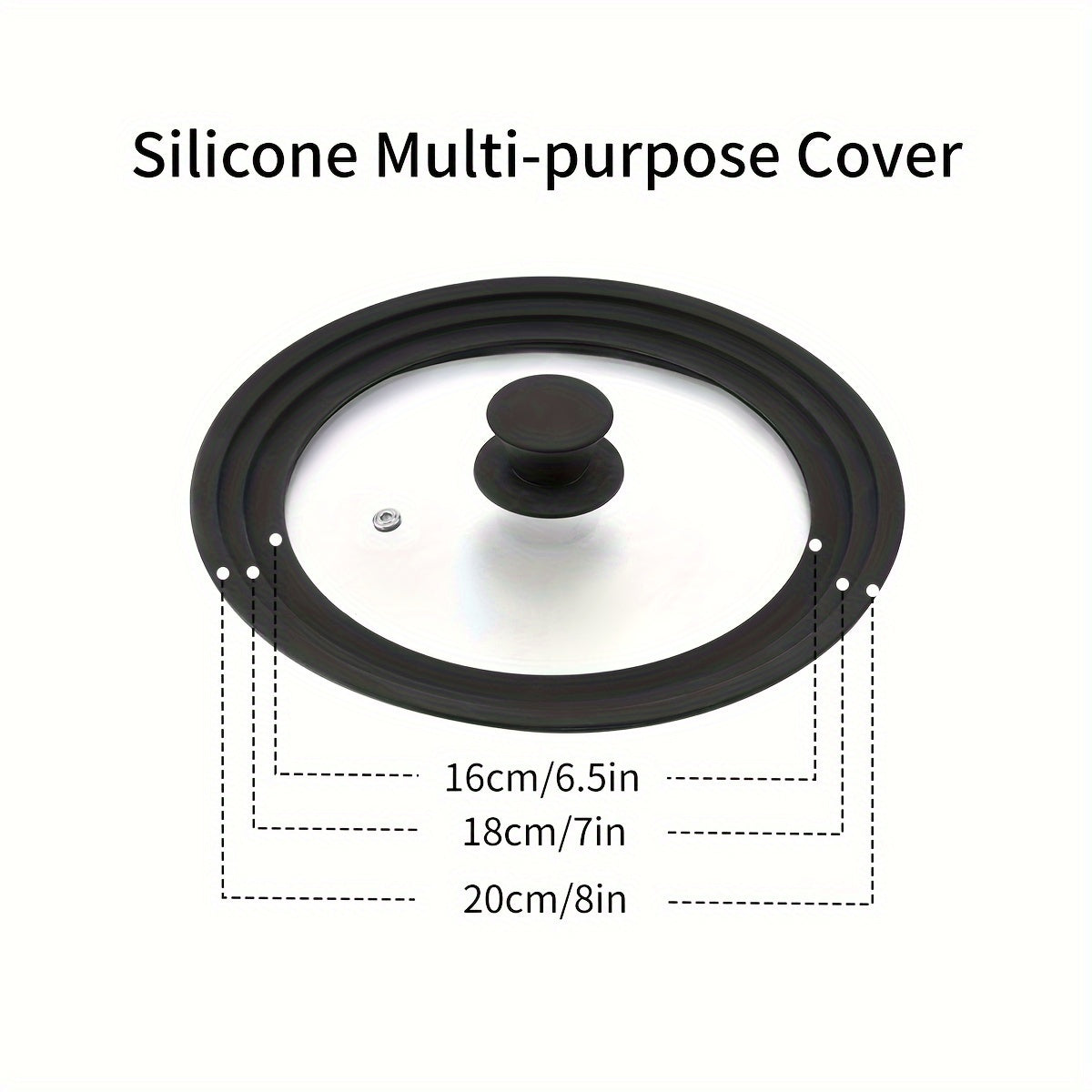 Black Universal Silicone Lids: Suitable for Cookware, Glass Tops on Skillets, Pots, Frying Pans, Cast Iron, CrockPot