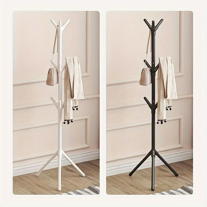 The multi-functional metal clothes hanger features an elegant and practical branch design, with 9 hooks to efficiently hang coats, suits, hats, bags, scarves, and towels.