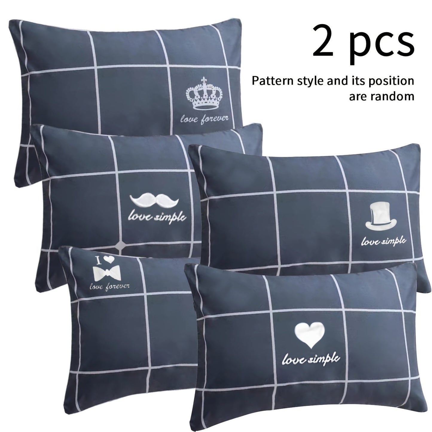 Checkered Pillowcases Set of 2 - Pillow Inserts Not Included - Classic British Geometric Design - Easy to Clean Machine Washable - Dimensions 75cm x 48cm (29in x 19in) - Simple Checkered Pattern - Envelope Closure for Convenience - Made from Other Fabric