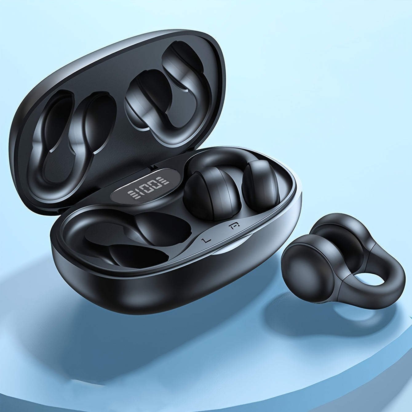 Touch wireless clip-on sports headphones for iPhone and Xiaomi earphones.