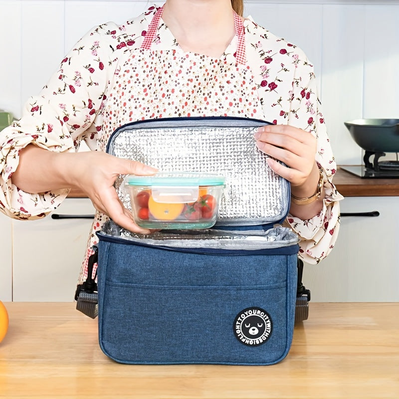 Large capacity leakproof insulated lunch bag with cute animal theme design made of Oxford cloth with aluminum foil lining. This portable, hand washable square lunch tote is perfect for students, office workers, travel, and picnic.