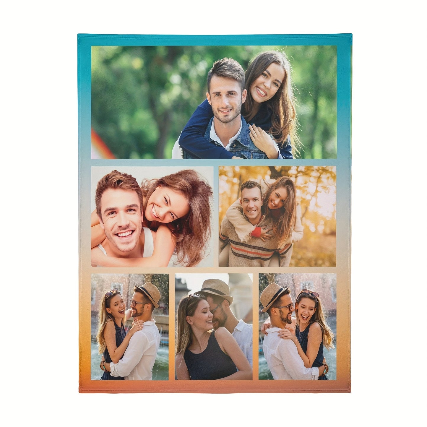 Flannel Blanket with Customizable Photo Collage - Personalized Multipanel Throw for Sofa and Bed, Great Gift Idea, Easy to Clean in the Washing Machine, Perfect for Individuals aged 14 and up.