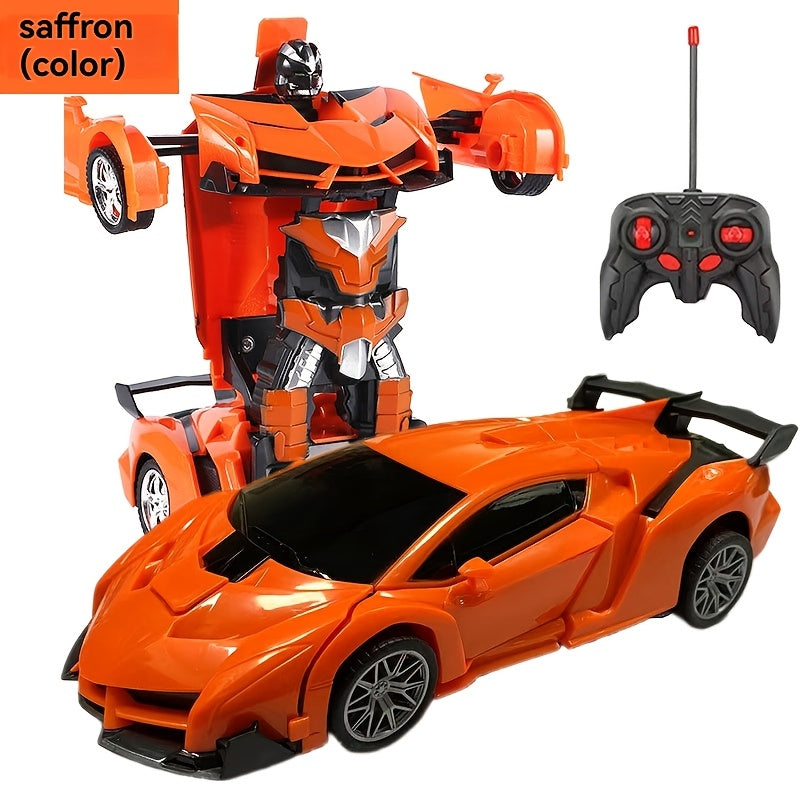 Kids Transforming RC Car Toy, ABS Plastic, One-Click Robot Drift Race Vehicle, Remote Controlled Sports Car, Police Car, Gift for Boys for Winter