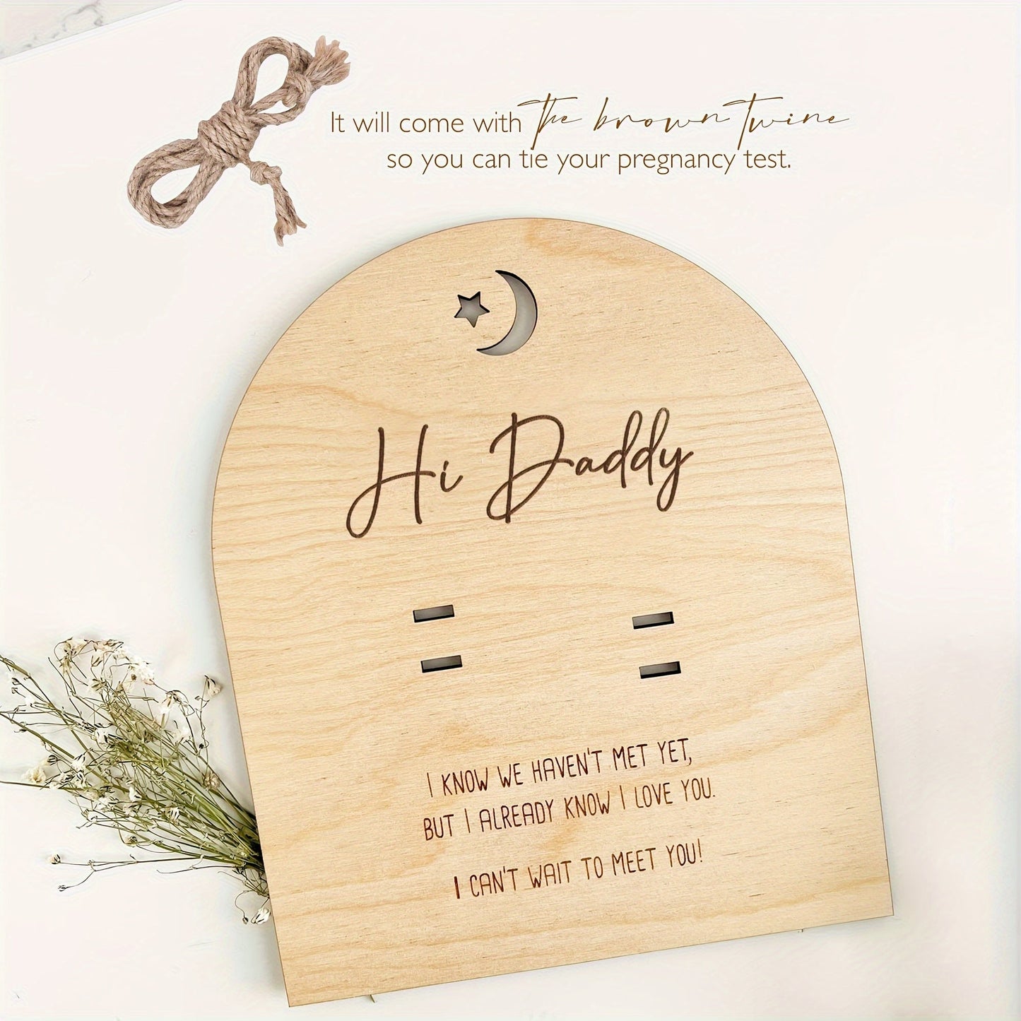 Keepake Wooden Sign for Daddy Pregnancy Test - Surprise Ideas for Announcement, Husband Reveal, Gifts for Daddy to Be in Cinnamon Color.