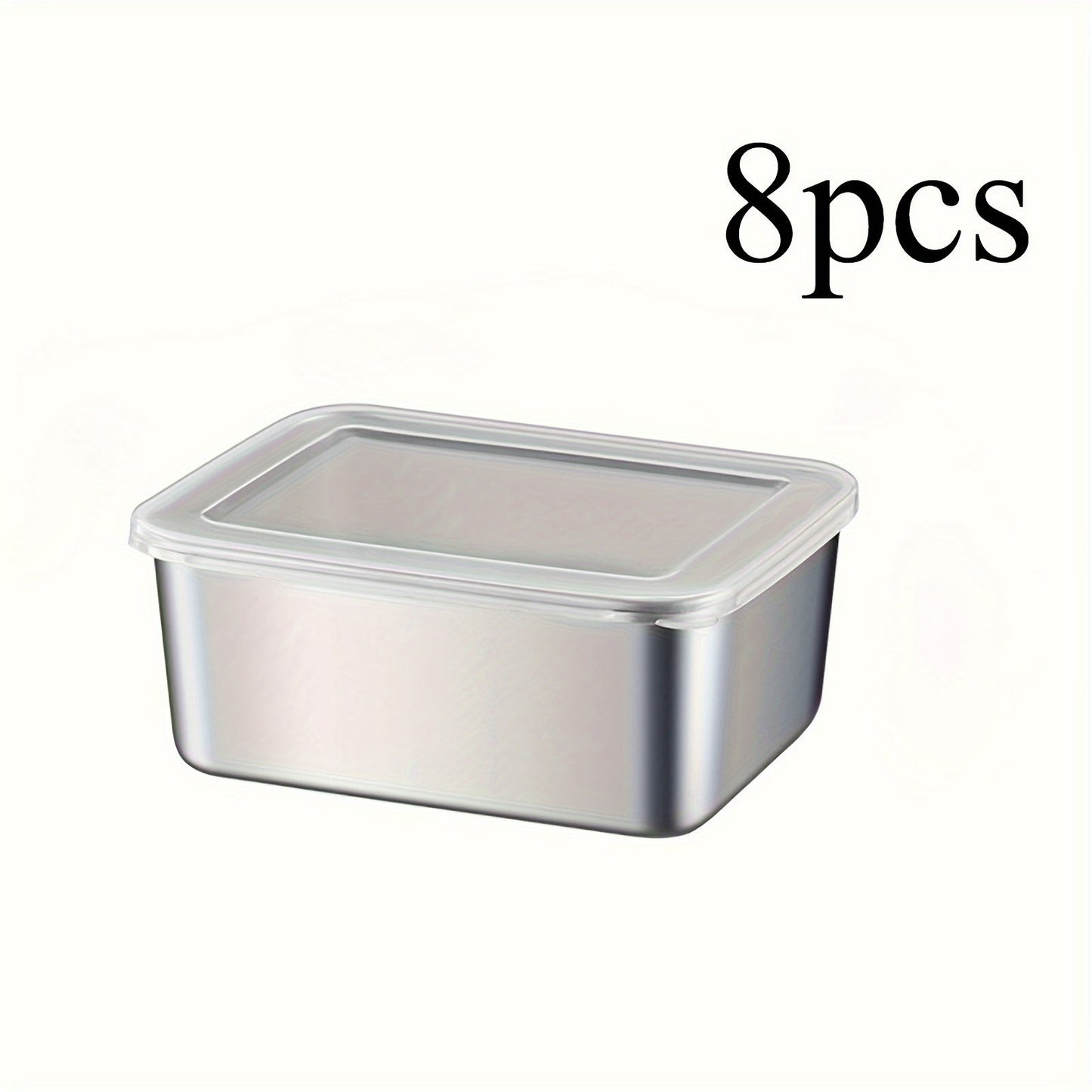 Set of 6 or 8 Stainless Steel Food Storage Containers with Flip Top Lids - Leak-Proof, Stackable, and Reusable - Perfect for Camping, Picnics, School, and Office Use - Disposable Metal Prep Containers