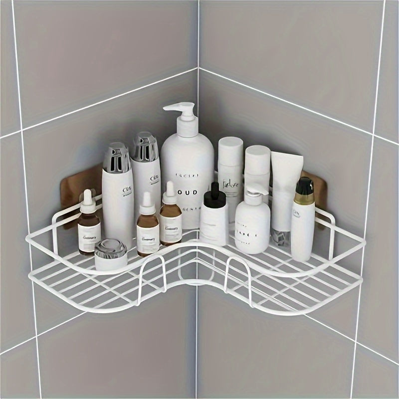 1pc Corner Shower Shelf for Bathroom Storage and Organization, with Shampoo Soap Holder and Caddy Basket.