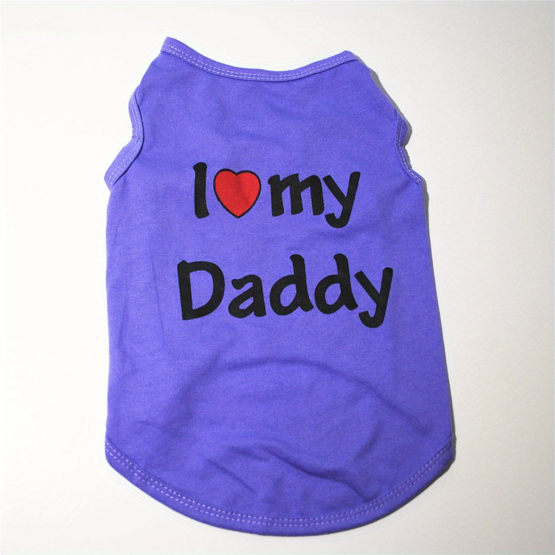 Cute 'I Love My Daddy/Mommy' graphic pet vest for summer parties, suitable for dogs and cats.