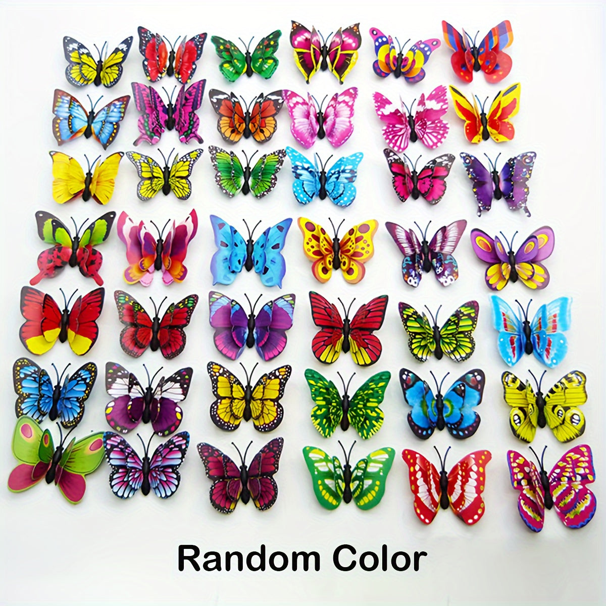 6/9pcs 3D Glowing Double-layered Wing Butterfly Home Decoration, With Adhesive Back. Ideal for Birthdays, Weddings, and Festivals. Random Style Delivery.