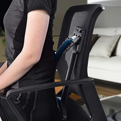 Multi-level back pain relief device with adjustable settings and massager for upper and lower back pain, suitable for use in bed, chair, and car.