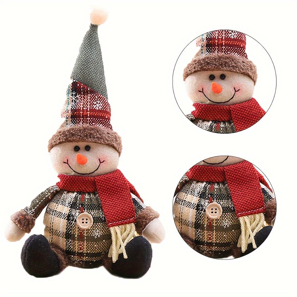 Festive Christmas Doll Pendant with Santa Claus and Reindeer plush ornaments, ideal for holiday home decor and Xmas trees.