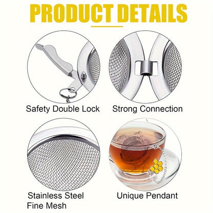 Gift your loved ones with a set of two stainless steel tea strainers adorned with charming honeybee and beehive designs. These durable infusers come with hanging chains and are perfect for brewing loose leaf tea. Ideal for Christmas, Thanksgiving