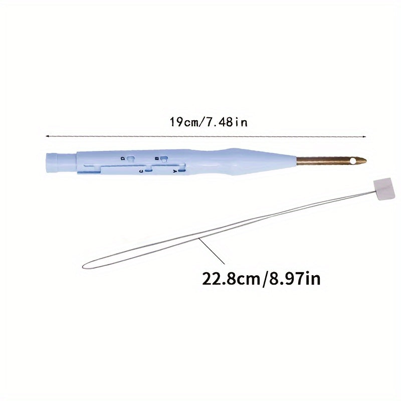 DIY Punch Needle Kit with Stainless Steel Pen in Light Blue - Versatile tool for creative hand embroidery and knitting projects.