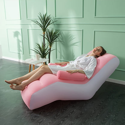 S-Shaped Inflatable Lounger Sofa in Faux Leather - Ideal for Home, Office, Travel, Camping & Outdoors.