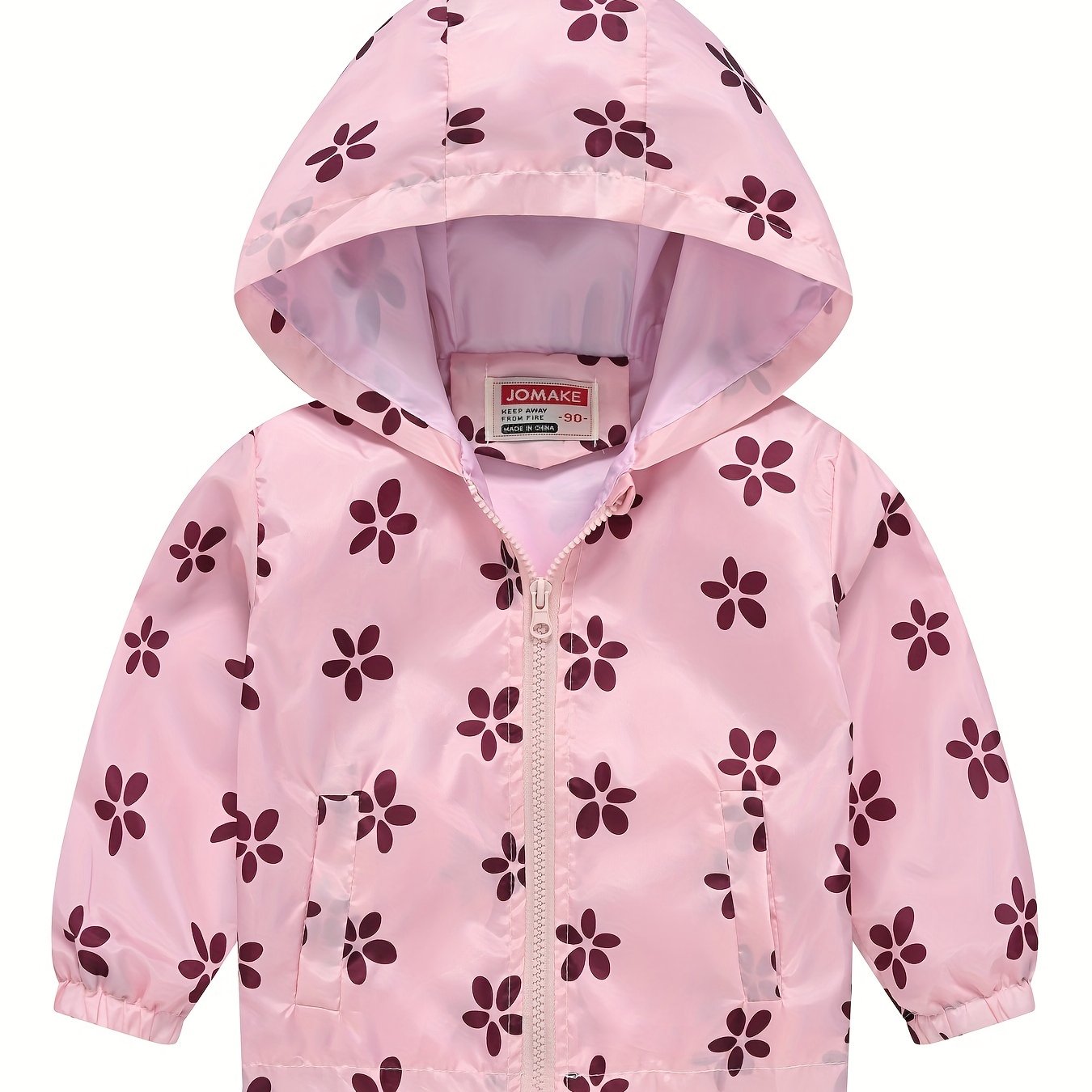 JOMAKE Girls' Cartoon Flower Print Hooded Zipper Jacket with Pockets