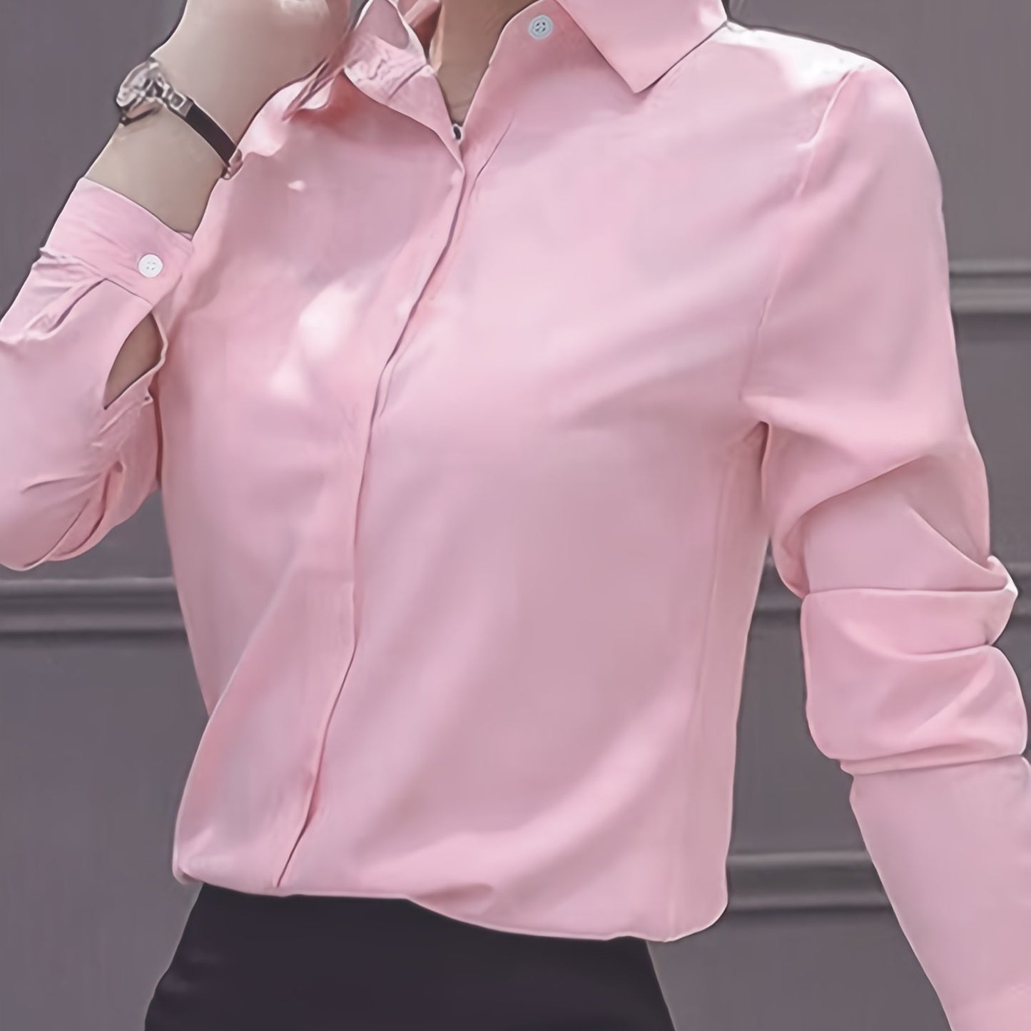 Women's white long sleeve shirt - perfect for career interviews and work; versatile for spring and autumn fashion.