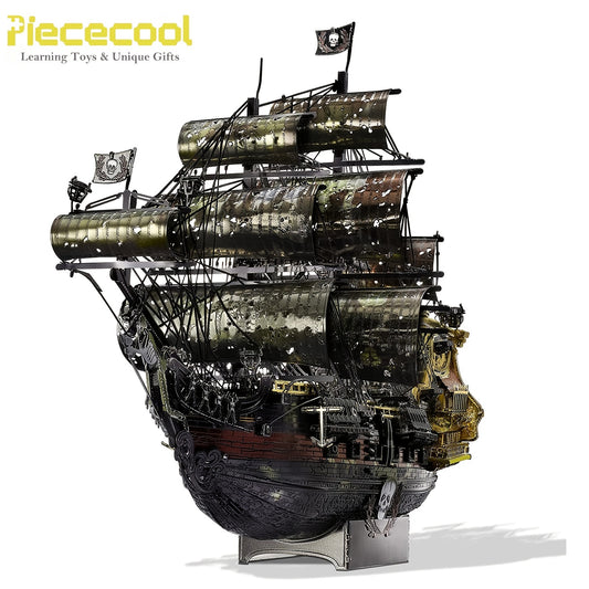 Piececool Metal 3D Puzzles for Adults, Flying Dutchman Pirate Ship Model Kit, DIY craft kit for family time, ideal birthday gift.