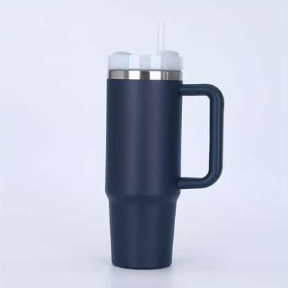 40oz Stainless Steel Insulated Travel Mug with Handle, Straw, and Double-Wall Vacuum Insulation for Hot and Cold Beverages