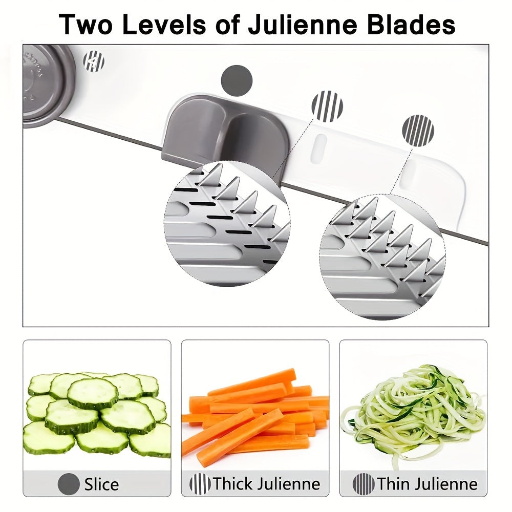 Versatile Food Preparation Accessory: Manual Mandoline Slicer with Stainless Steel Blades and PC Body for Slicing, Dicing, and Chopping Various Vegetables in the Kitchen