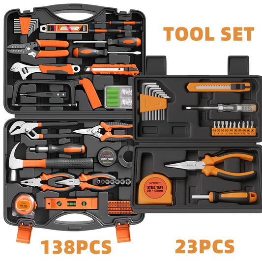 23-piece homeowner toolkit with plastic storage box