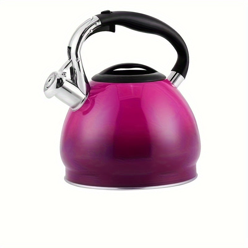 Whistling Tea Kettle with Gradient Design - Suitable for Gas & Induction Stoves, Great for Home, Office, and Restaurant. Crafted from Stainless Steel.