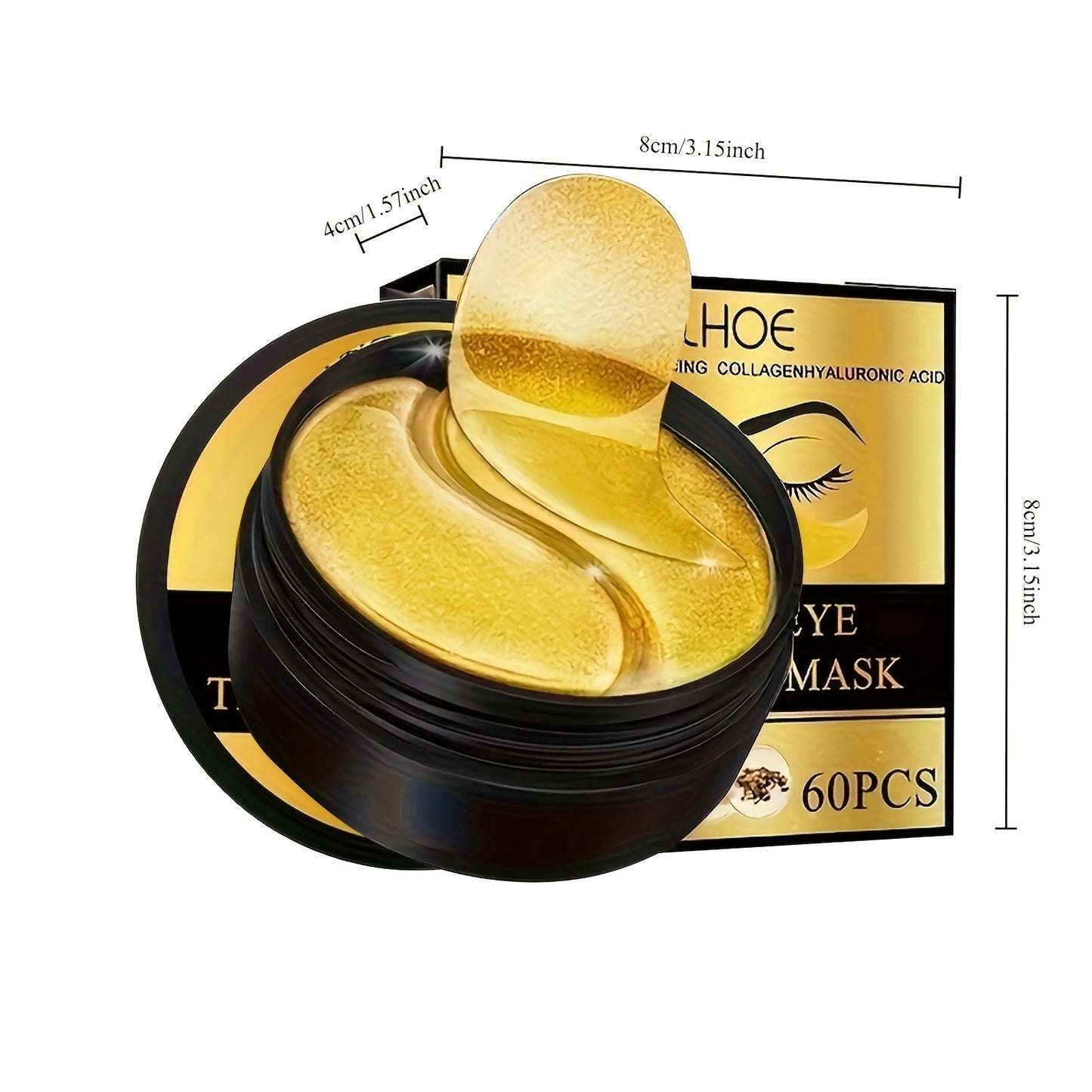 60 Golden Eye Moisturizing Under-Eye Patches with Collagen and Hyaluronic Acid for Firming Skin Care.