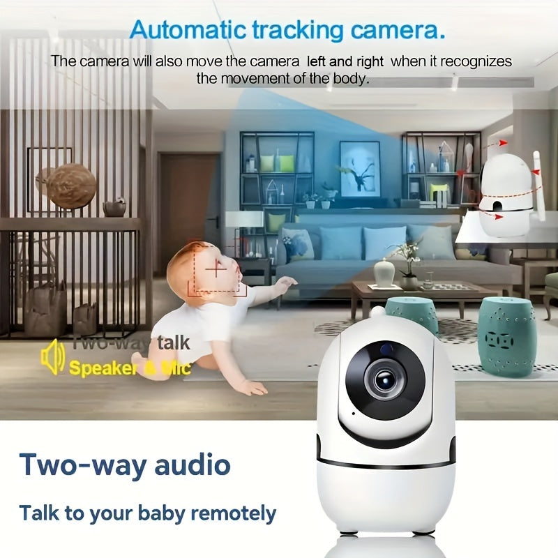 Wireless Wifi Security Camera with 2-Way Voice, Night Vision, and High Security - Perfect for Home Monitoring and Pet Watching. Memory Card Not Included.