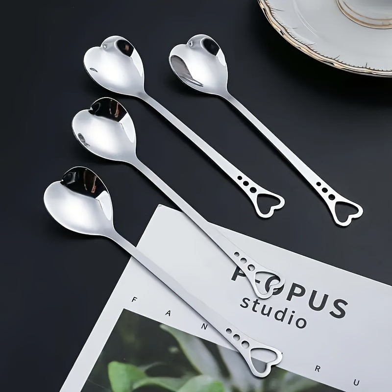 Stainless Steel Heart-Shaped Spoon - Great for Coffee, Desserts & Tea - Perfect Gift for Loved Ones