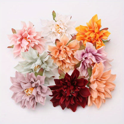 10 handmade Chrysanthemum head silk flowers for DIY home party favors and wedding decoration