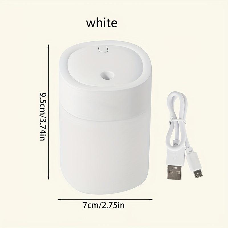 USB-powered portable aromatherapy humidifier with color-changing night light for office, bedroom, and car.