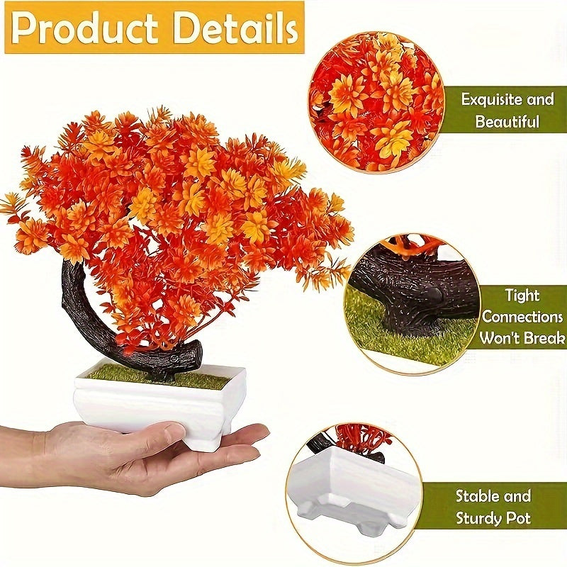 1 piece Artificial Pine Bonsai Tree, Plastic Flower Ornament in Container for Home, Room, Garden, Tabletop, Holiday Decor, No Electricity Required