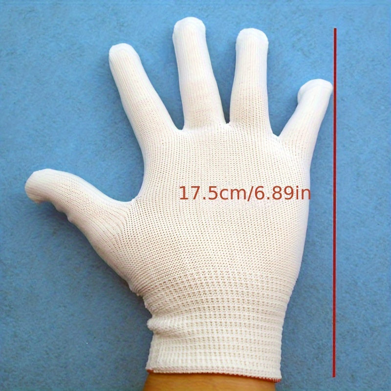 White Ultra-Thin Nylon Knit Gloves - Set of 12 - Perfect for Dusting, Precision Work, and Packing - Ideal for Home Cleaning