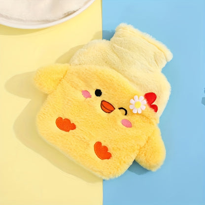 Plush hot water bottle with detachable cover for home use and irrigation, suitable for youngsters.